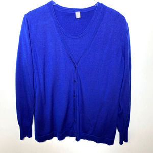Basler blue women's short sleeve sweater and long sleeve cardigan set Medium